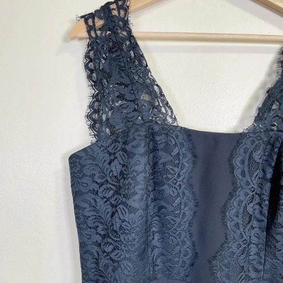 Tahari Lace Event Formal Sheath Navy Dress - Picture 6 of 12